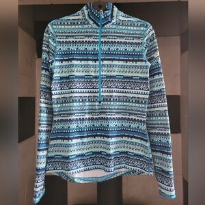 Nike Pro Dri Fit Hyperwarm 8 Bit 1/2 Zip Training Blue Pullover Womens Medium